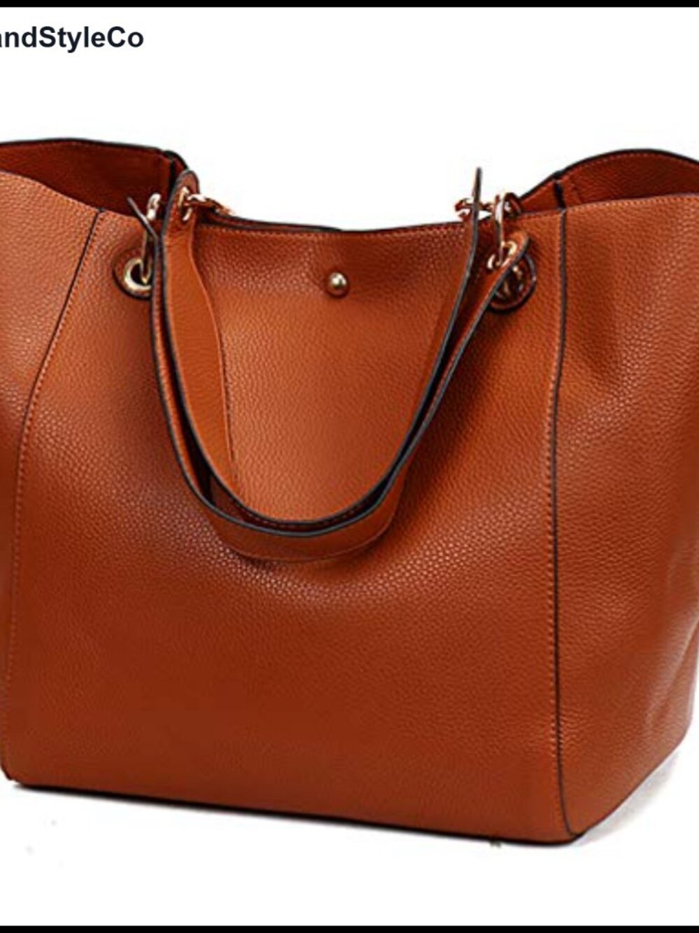 PU Leather Tote Bag Large Bucket Purse for Work Travel Women